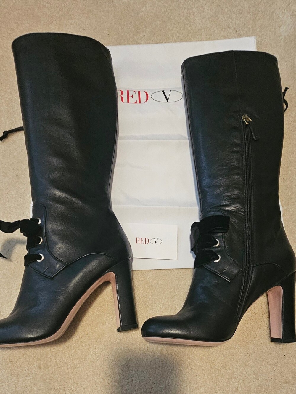 NEW RED Valentino Black Leather Boots